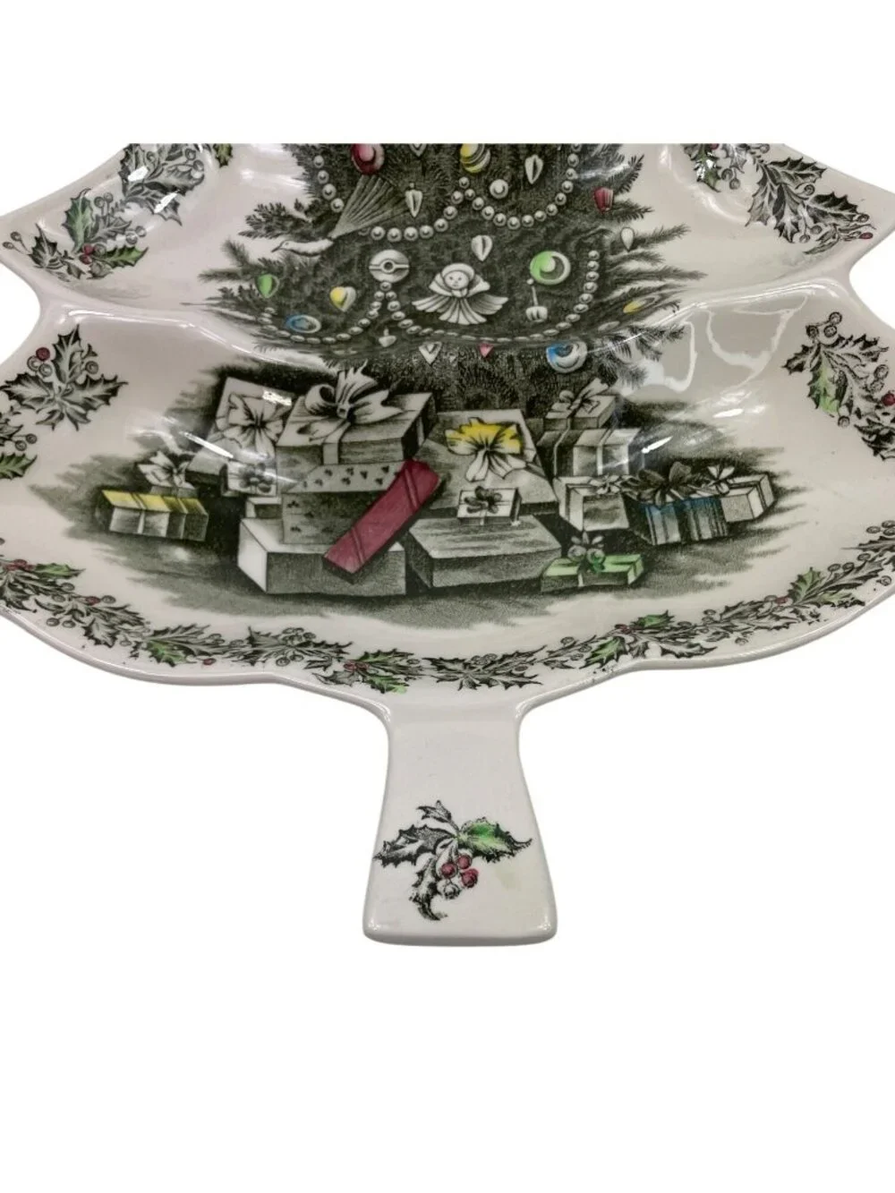 Johnson Bros Merry Christmas Tree-Shaped 3-Part Relish Serving Dish Festive